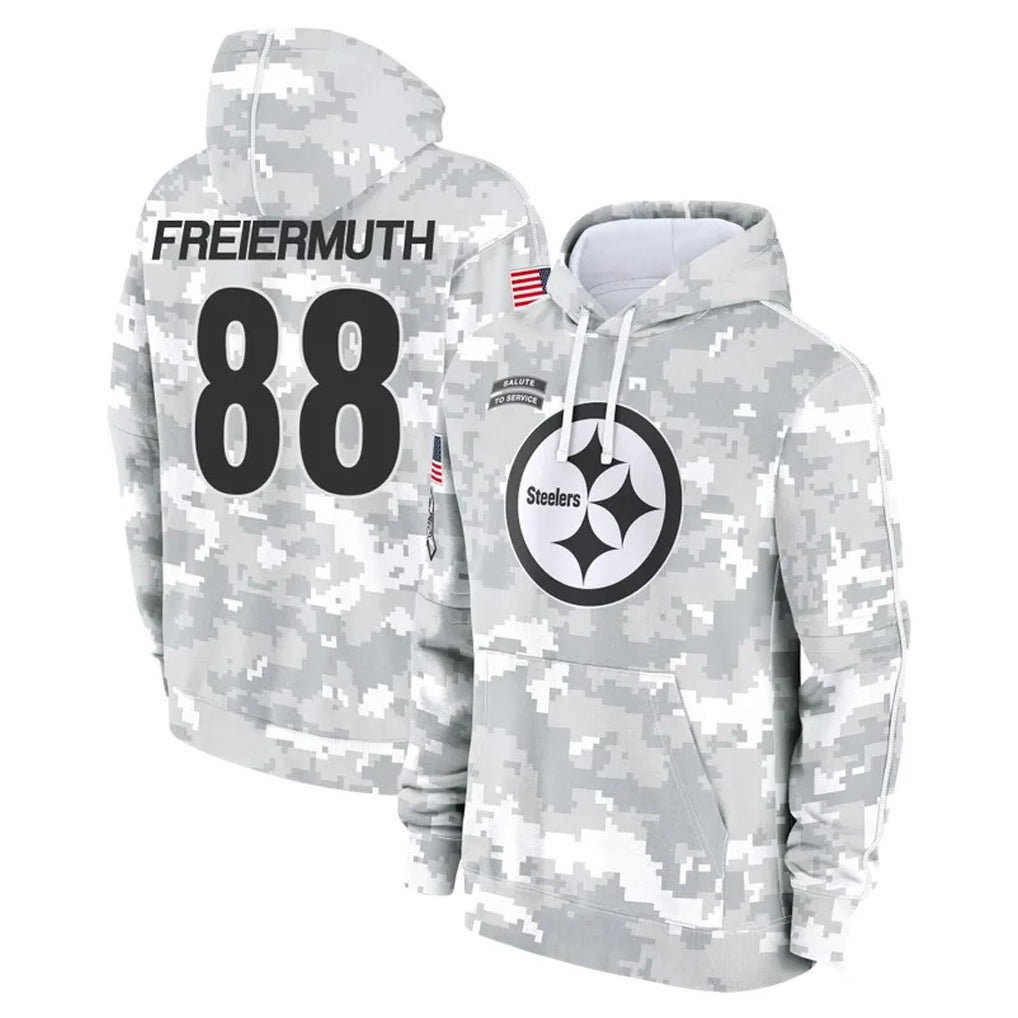 P.Steelers #88 Pat Freiermuth Player Arctic Camo Limited Salute to Service Pullover Hoodies Game Qdoa Stitched Jerseys