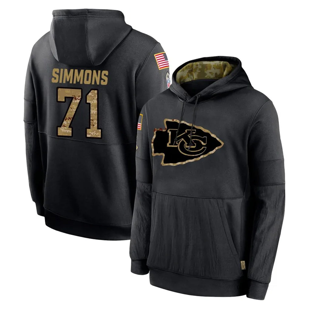 KC.Chiefs #71 Josh Simmons Player Black Salute to Service Hoodies Limited Game Qdoa Stitched Jerseys