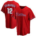 P.Phillies #12 Kyle Schwarber Player Red Home Game Qdoa Stitched Jerseys