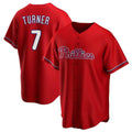 P.Phillies #7 Trea Turner Player Red Home Game Qdoa Stitched Jerseys