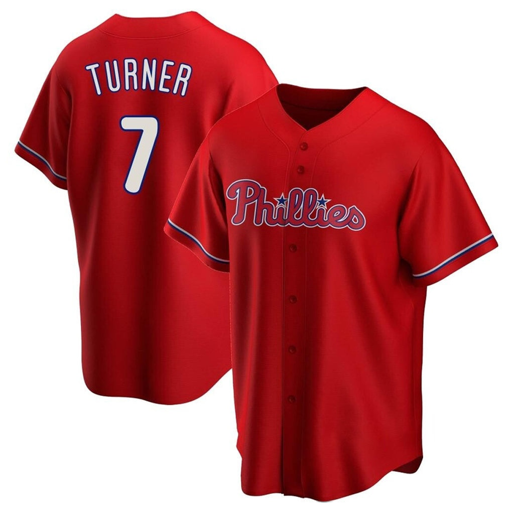 P.Phillies #7 Trea Turner Player Red Home Game Qdoa Stitched Jerseys