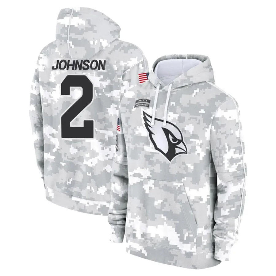 Qdoa A.Cardinals #2 Will Johnson Player Camo Salute to Service Hoodies Stitched Jerseys