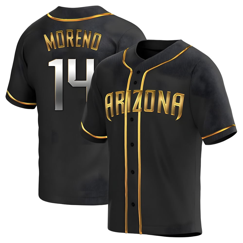 Qdoa A.Diamondbacks #14 Gabriel Moreno Player Black Golden Replica Alternate Stitched Jerseys