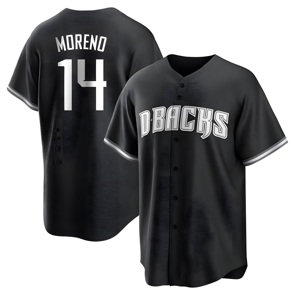 Qdoa A.Diamondbacks #14 Gabriel Moreno Player Black jersey White Replica Stitched Jerseys