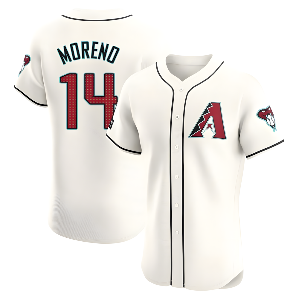 Qdoa A.Diamondbacks #14 Gabriel Moreno Player Cream Elite Home Patch Stitched Jerseys
