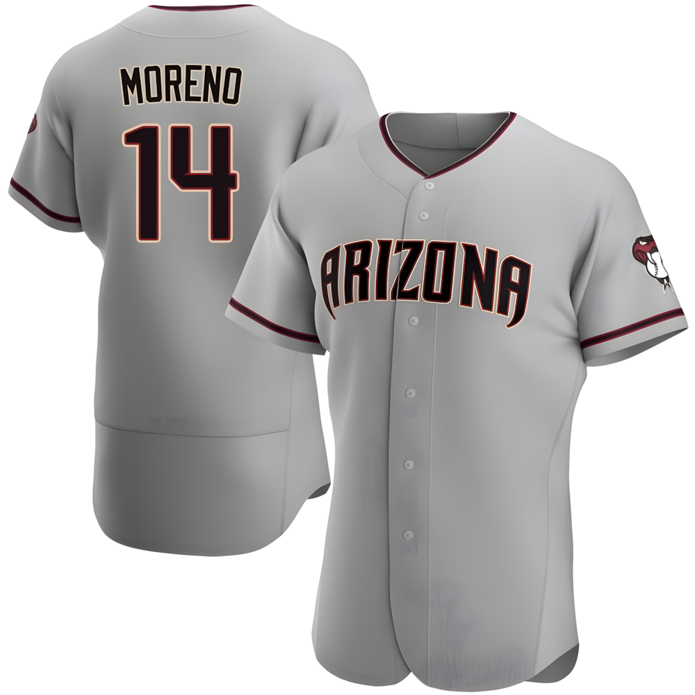 Qdoa A.Diamondbacks #14 Gabriel Moreno Player Gray Authentic Road Stitched Jerseys