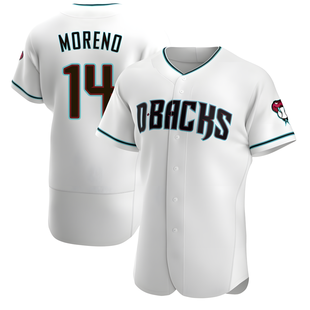 Qdoa A.Diamondbacks #14 Gabriel Moreno Player White Teal Alternate Stitched Jerseys