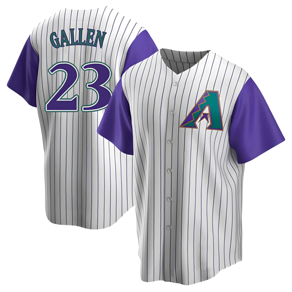 Qdoa A.Diamondbacks #23 Zac Gallen Player White-Purple Replica Stitched Jerseys