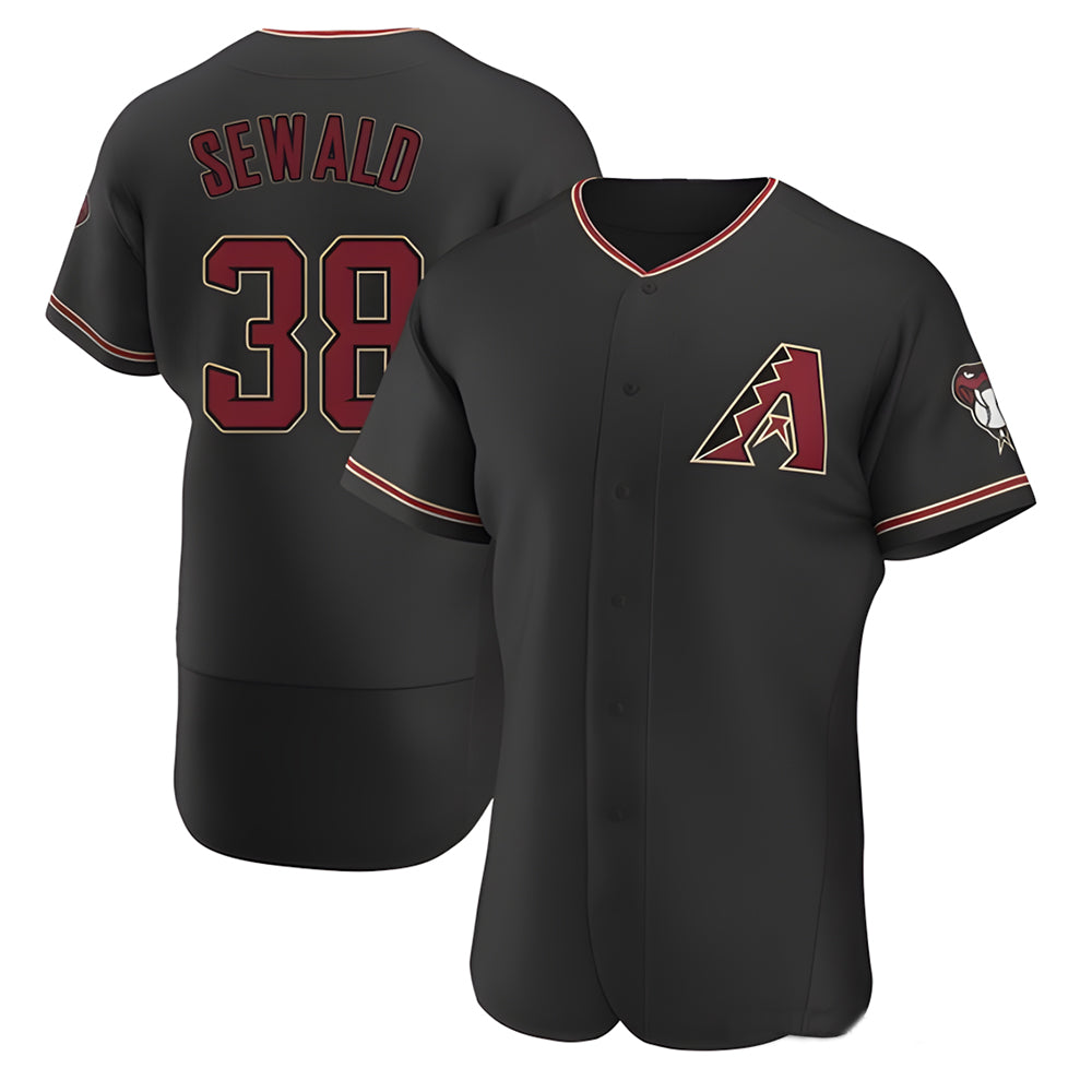 Qdoa A.Diamondbacks #38 Paul Sewald Player  Black Alternate Authentic Stitched Jersey