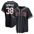 Qdoa A.Diamondbacks #38 Paul Sewald Player  Black Replica Fashion Out Stitched Jersey