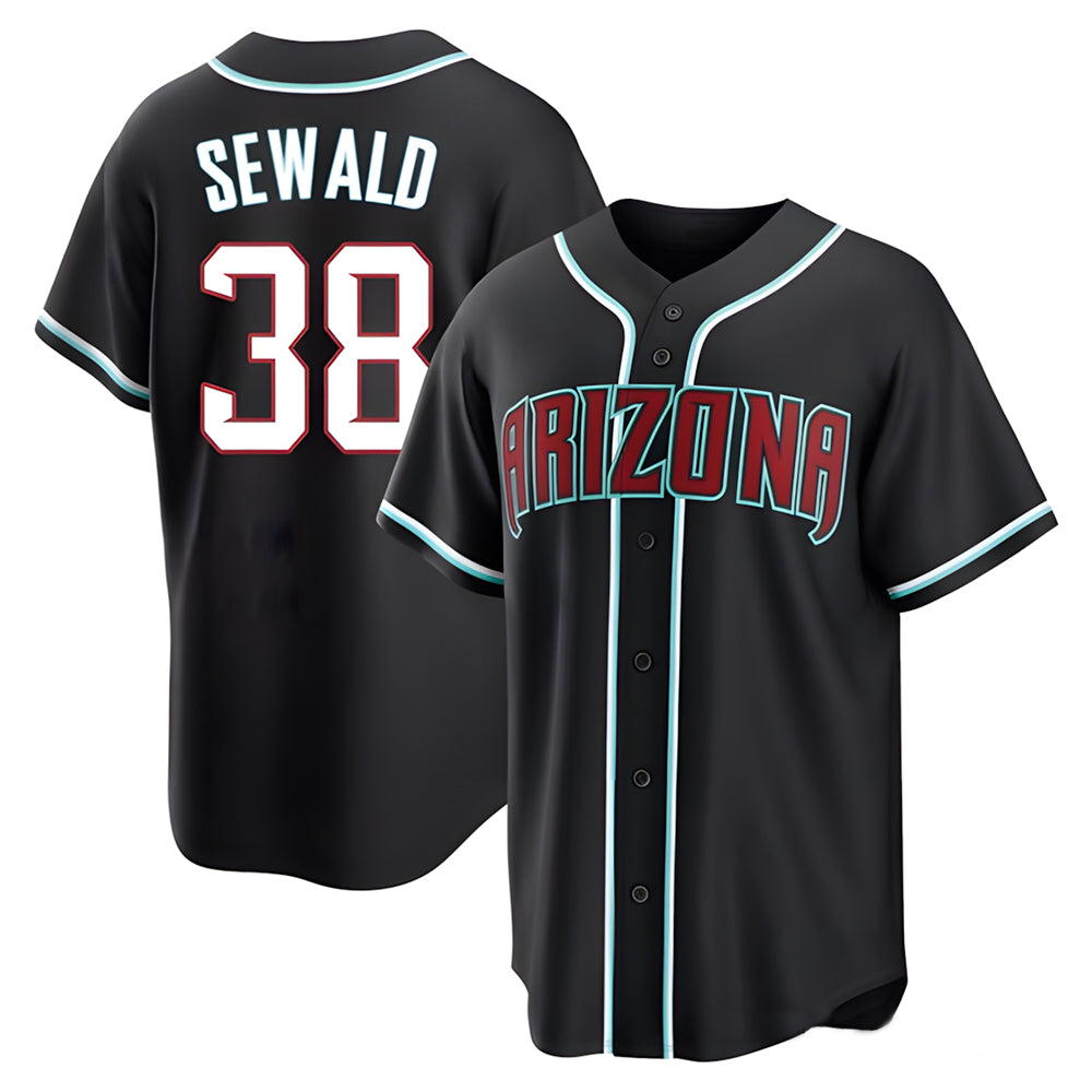 Qdoa A.Diamondbacks #38 Paul Sewald Player  Black Replica Fashion Out Stitched Jersey