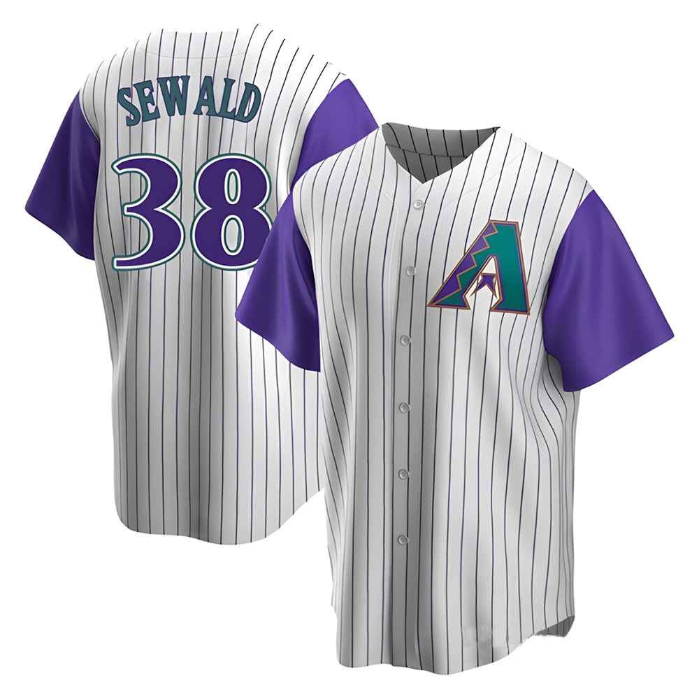 Qdoa A.Diamondbacks #38 Paul Sewald Player  Cream Purple Alternate Cooperstown Collection Stitched Jersey
