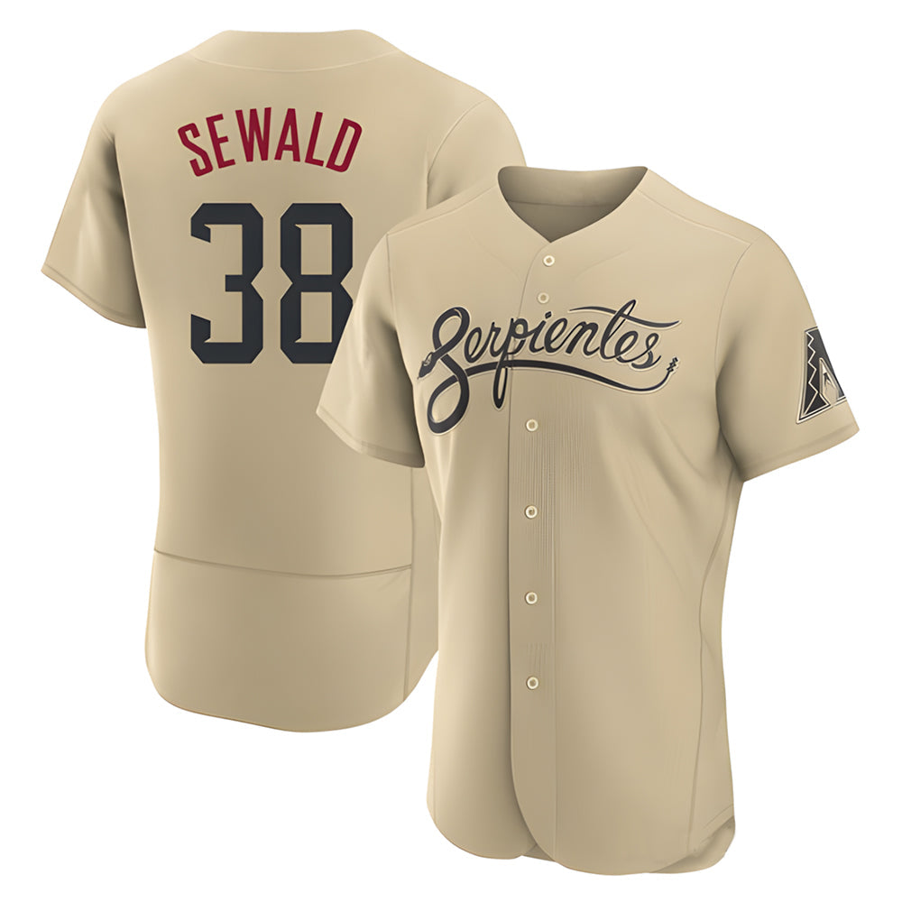 Qdoa A.Diamondbacks #38 Paul Sewald Player Gold Authentic City Connect Stitched Jersey