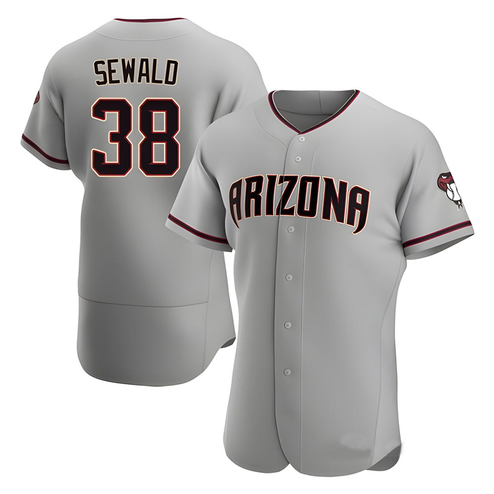 Qdoa A.Diamondbacks #38 Paul Sewald Player Gray Authentic Road Stitched Jersey