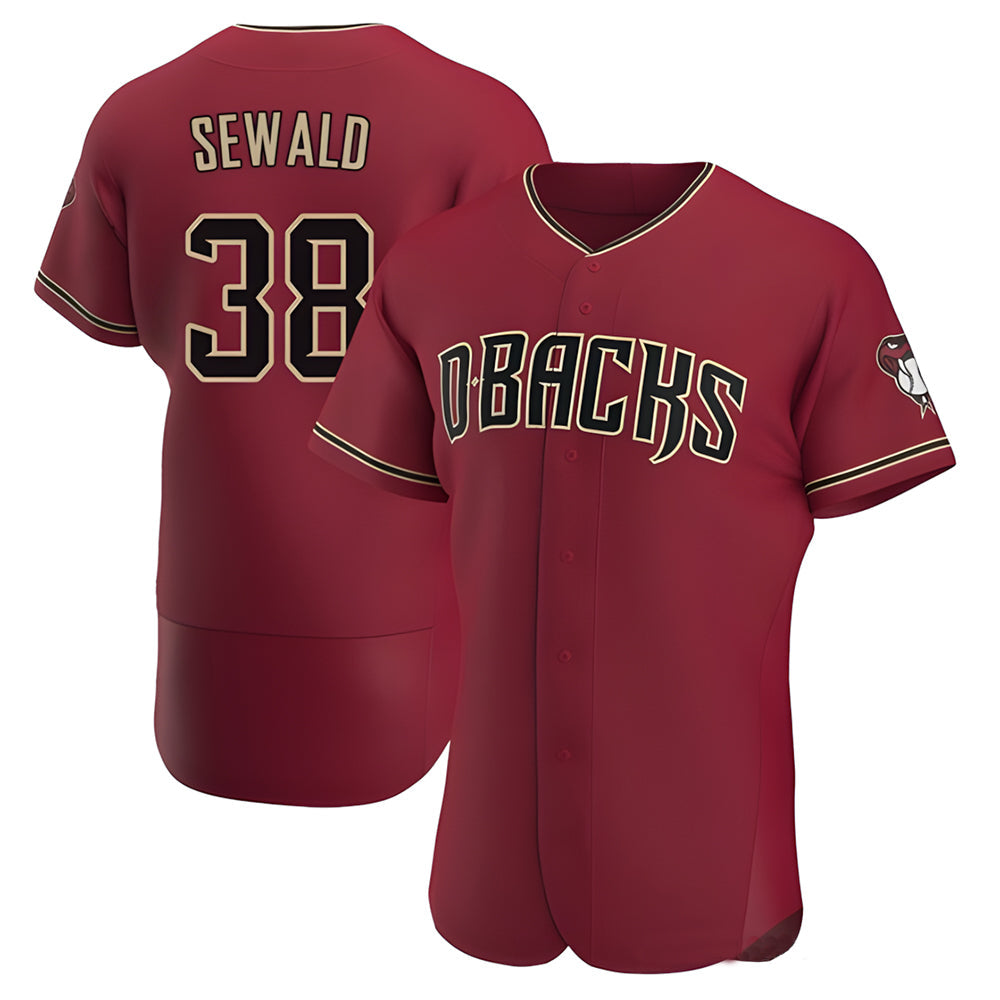 Qdoa A.Diamondbacks #38 Paul Sewald Player Red Crimson Alternate Stitched Jersey