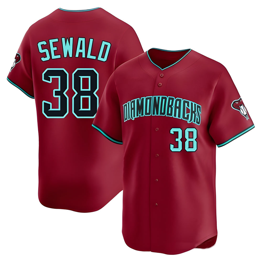 Qdoa A.Diamondbacks #38 Paul Sewald Player Red Limited Alternate Stitched Jersey