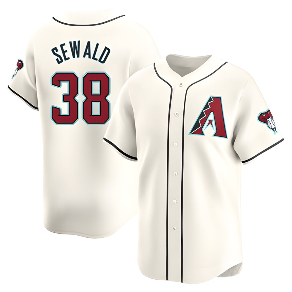 Qdoa A.Diamondbacks #38 Paul Sewald Player White Limited Home Stitched Jersey