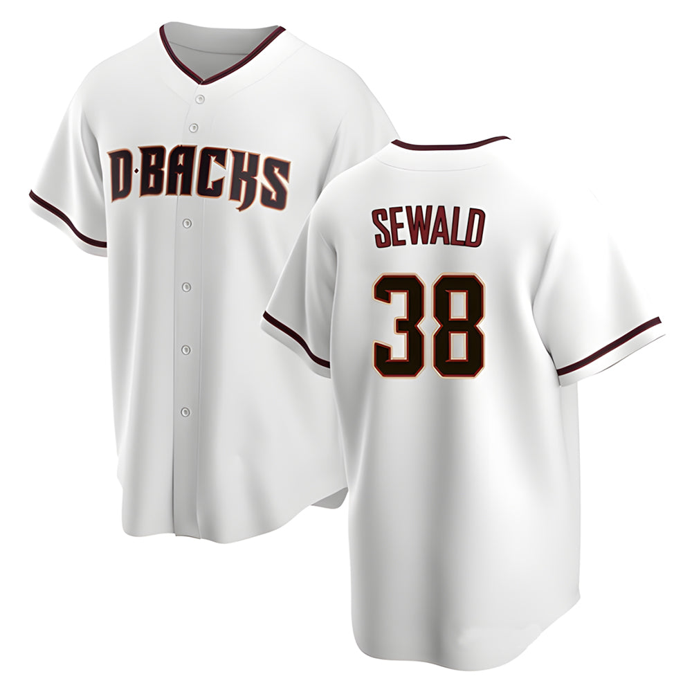 Qdoa A.Diamondbacks #38 Paul Sewald Player White Replica Home Stitched Jersey