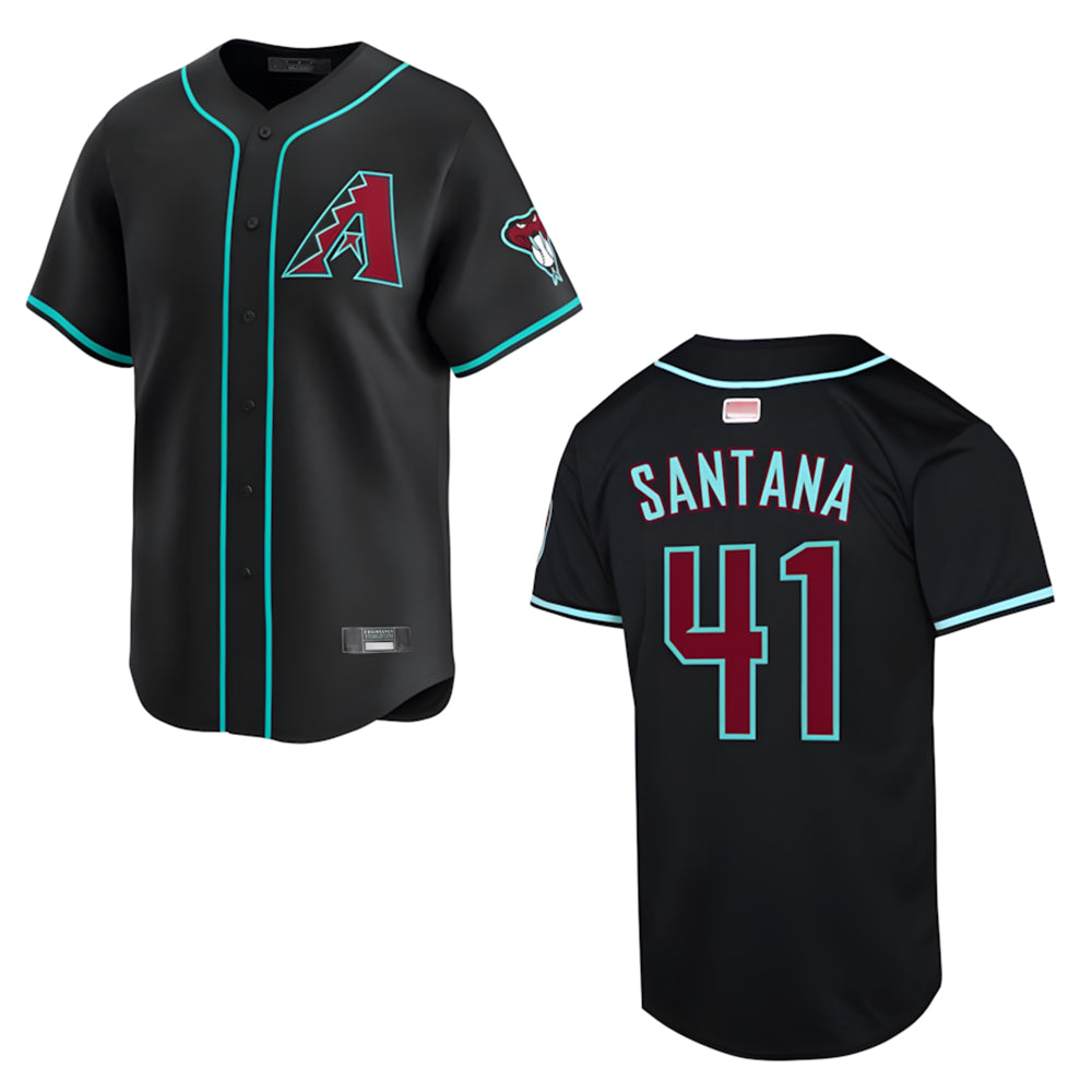 Qdoa A.Diamondbacks #41 Carlos Santana Player Black Player game time Stitched Jersey