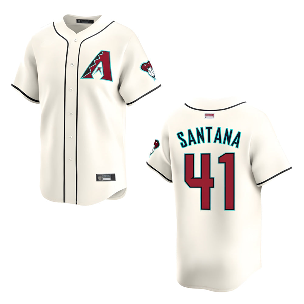 Qdoa A.Diamondbacks #41 Carlos Santana Player Cream game time Stitched Jersey