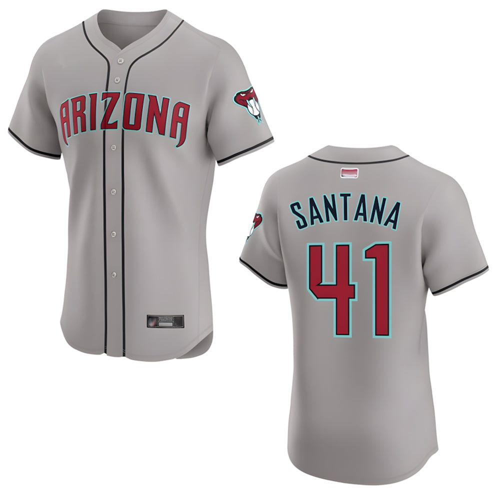 Qdoa A.Diamondbacks #41 Carlos Santana Player Gray game time Stitched Jersey