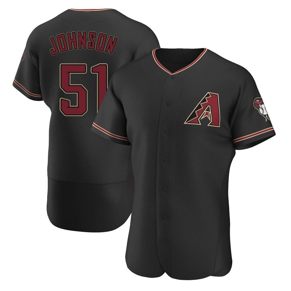 Qdoa A.Diamondbacks #51 Randy Johnson Player Black Authentic Alternate Stitched Jerseys