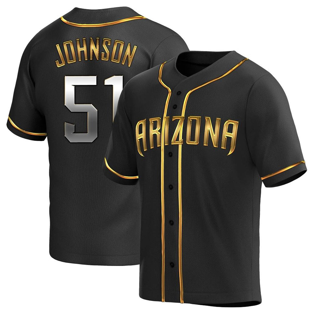 Qdoa A.Diamondbacks #51 Randy Johnson Player Black Golden Replica Alternate Stitched Jerseys