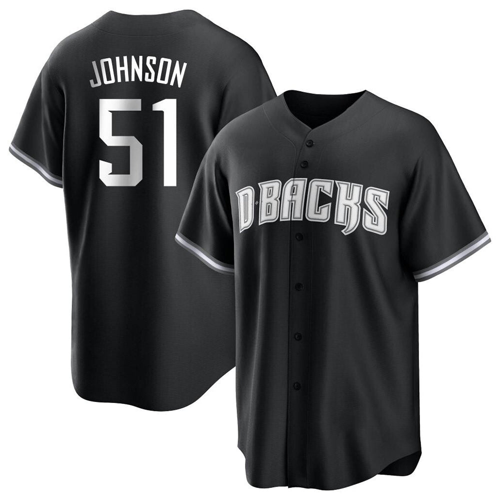 Qdoa A.Diamondbacks #51 Randy Johnson Player Black White Replica Alternate Stitched Jerseys