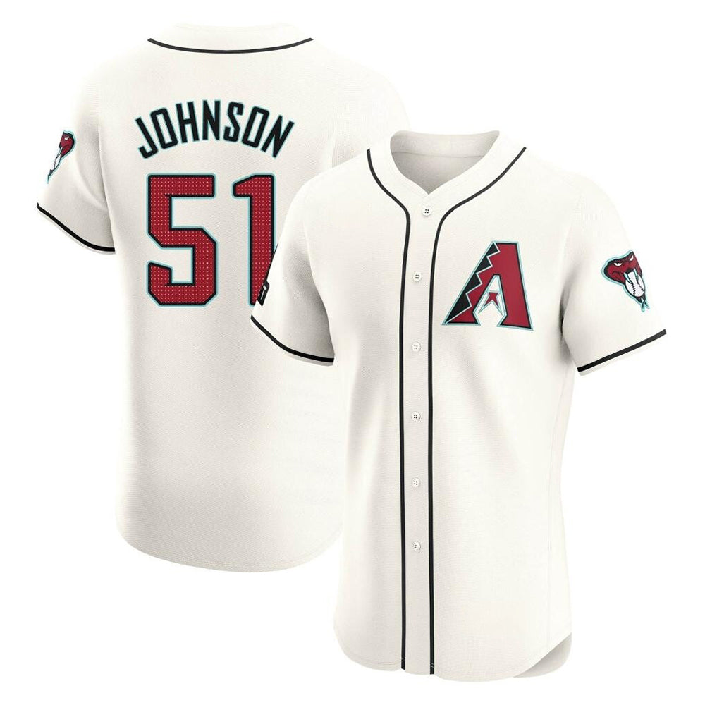 Qdoa A.Diamondbacks #51 Randy Johnson Player Cream Elite Home Patch Stitched Jerseys