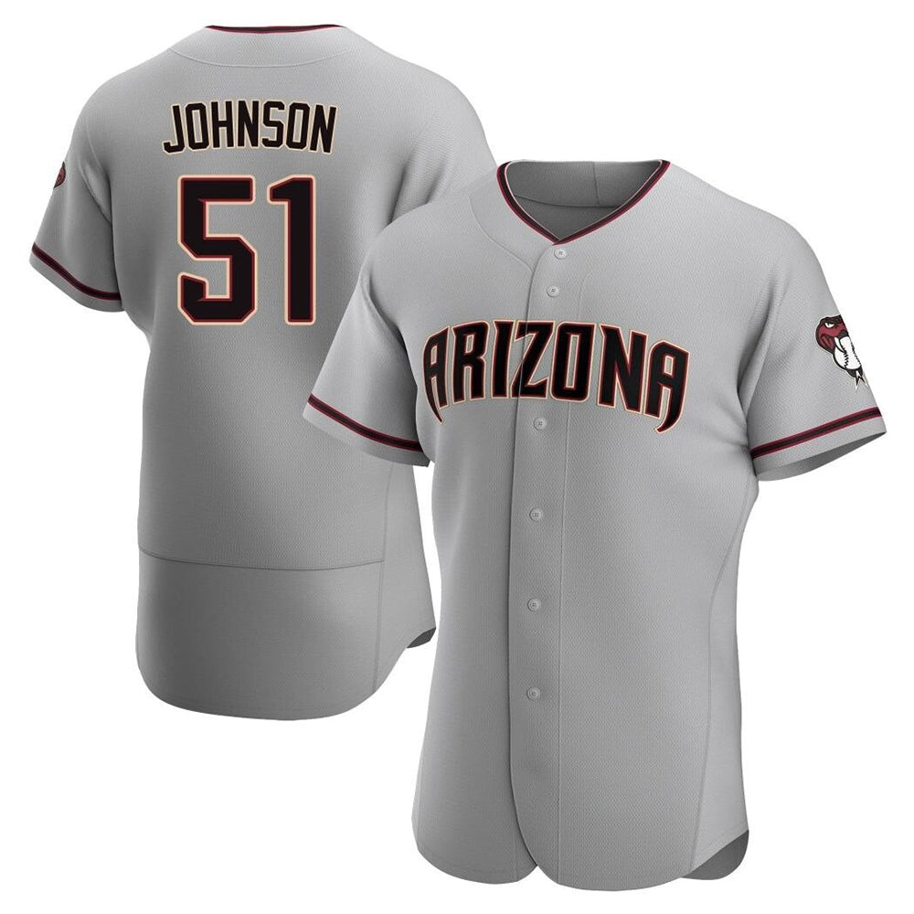 Qdoa A.Diamondbacks #51 Randy Johnson Player Gray Authentic Road Stitched Jerseys