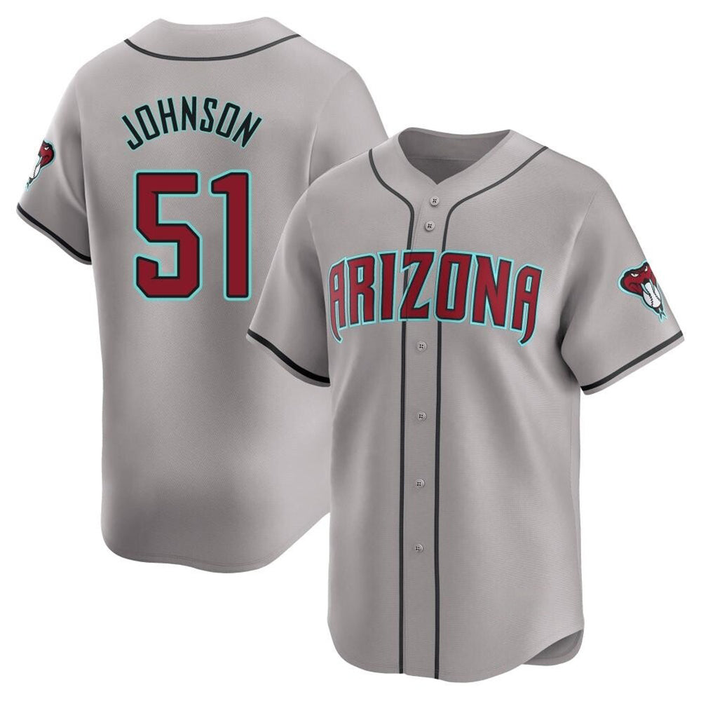Qdoa A.Diamondbacks #51 Randy Johnson Player Gray Limited Away Stitched Jerseys