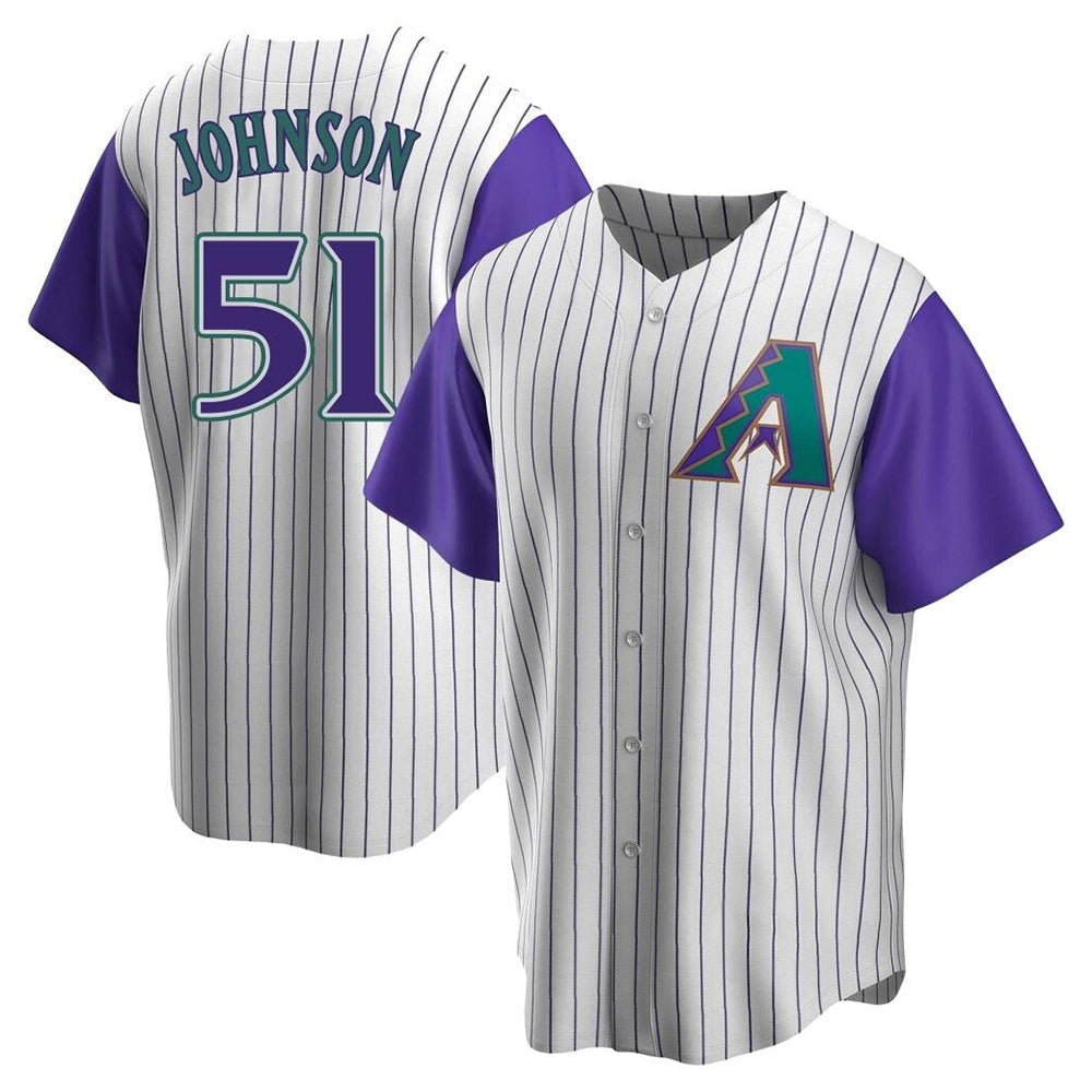 Qdoa A.Diamondbacks #51 Randy Johnson Purple Replica Alternate Cooperstown Collection Stitched Jerseys