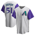 Qdoa A.Diamondbacks #51 Randy Johnson Purple Replica Alternate Cooperstown Collection Stitched Jerseys