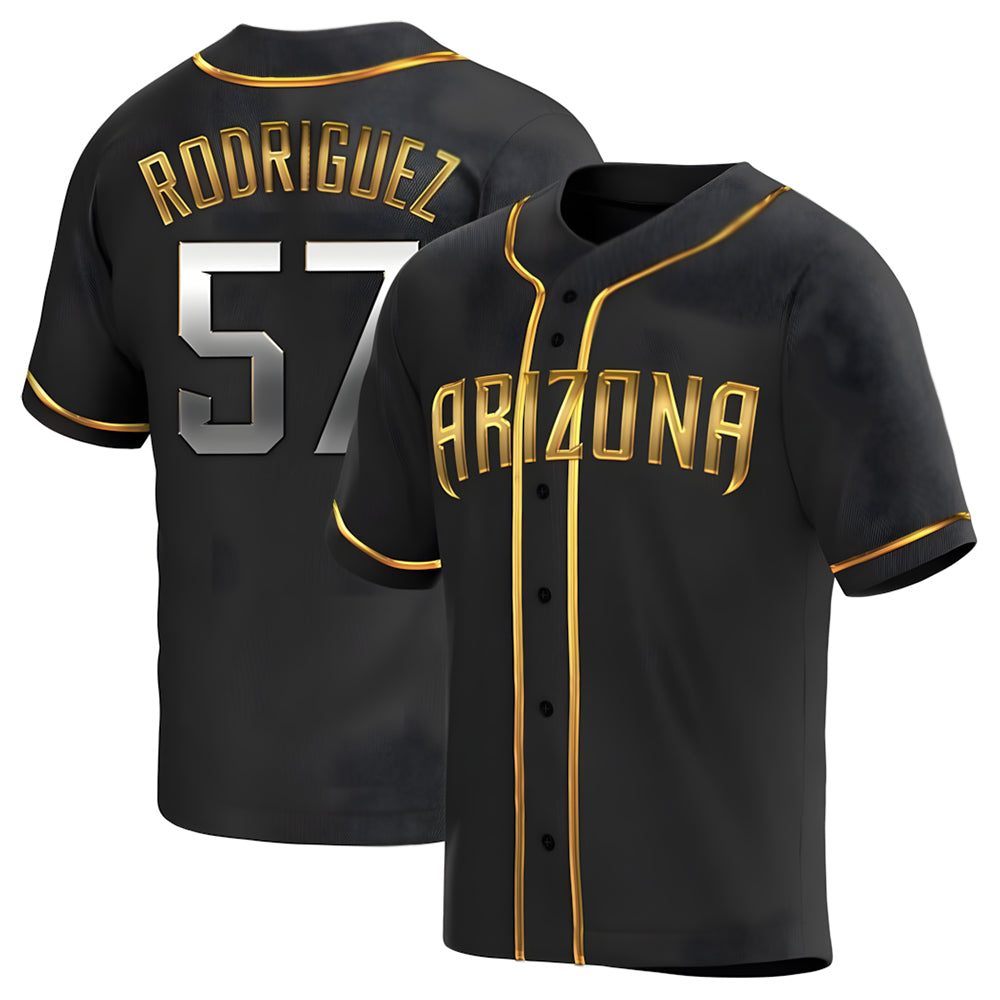 Qdoa A.Diamondbacks #57 Eduardo Rodriguez Player Black Golden Replica Alternate Stitched Jersey