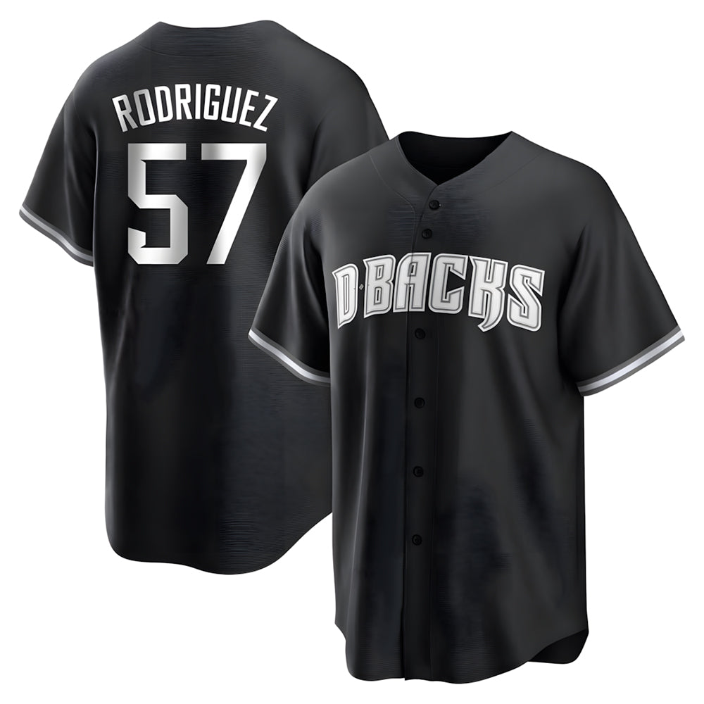 Qdoa A.Diamondbacks #57 Eduardo Rodriguez Player Black White Replica Alternate Stitched Jersey