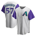 Qdoa A.Diamondbacks #57 Eduardo Rodriguez Player  Cream Purple Replica Alternate Cooperstown Collection Stitched Jersey