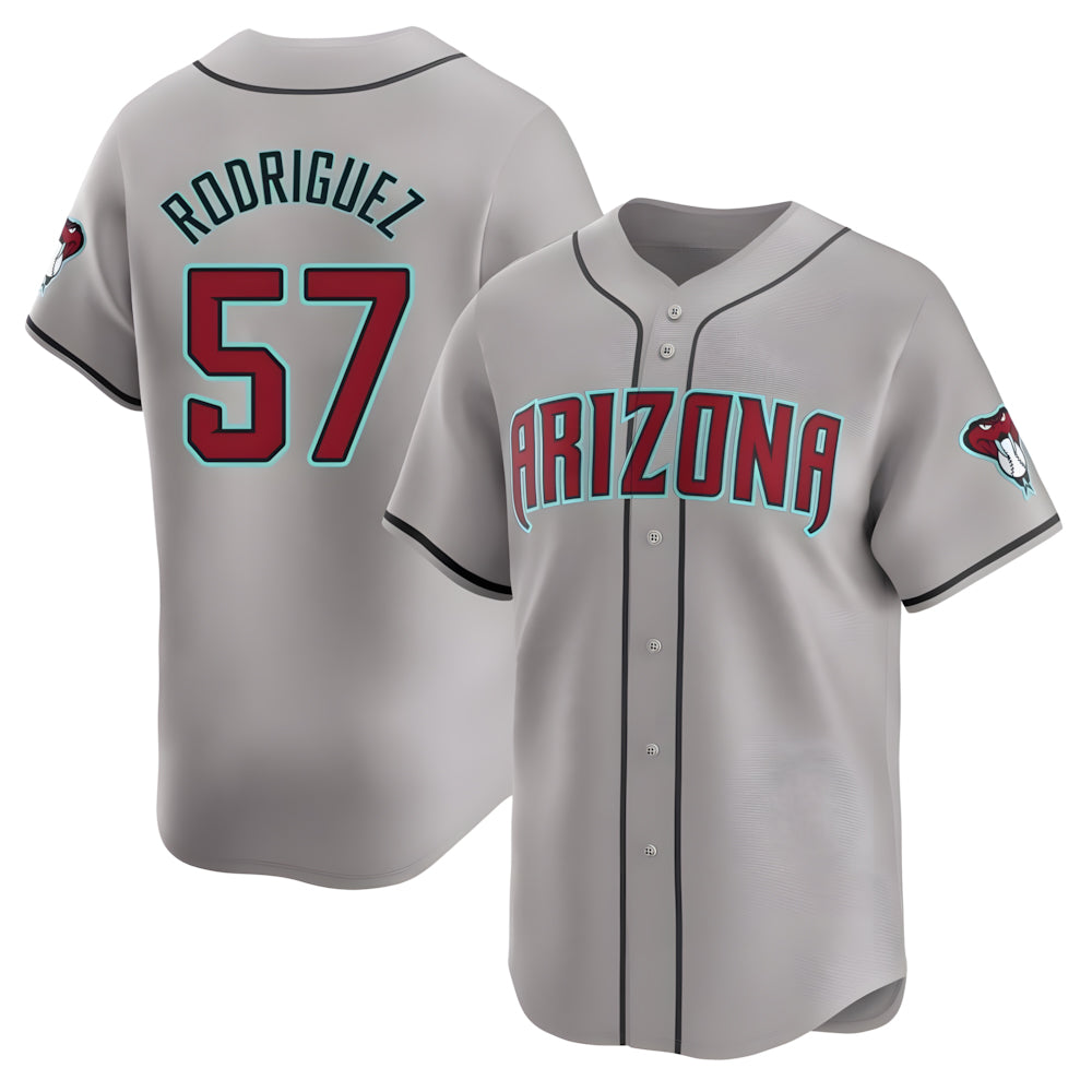 Qdoa A.Diamondbacks #57 Eduardo Rodriguez Player Gray Limited Away Stitched Jersey
