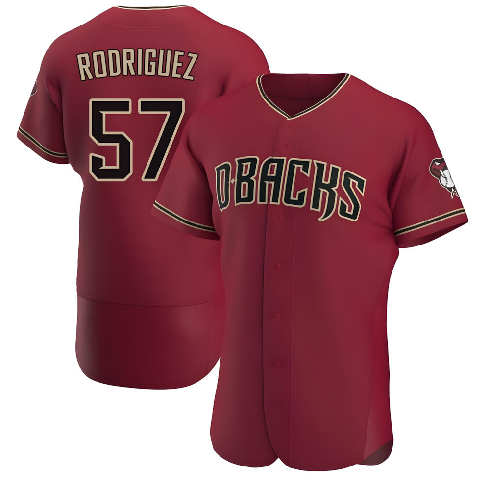 Qdoa A.Diamondbacks #57 Eduardo Rodriguez Player Red Authentic Crimson Stitched Jersey