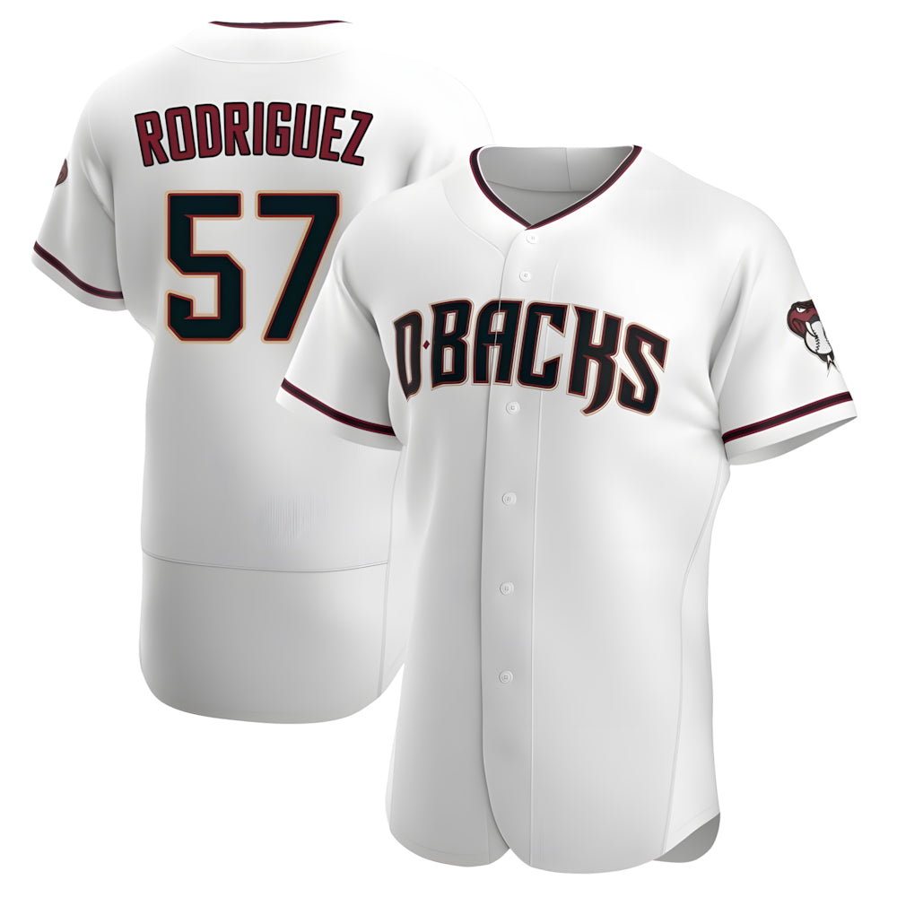 Qdoa A.Diamondbacks #57 Eduardo Rodriguez Player White Crimson Home Stitched Jersey