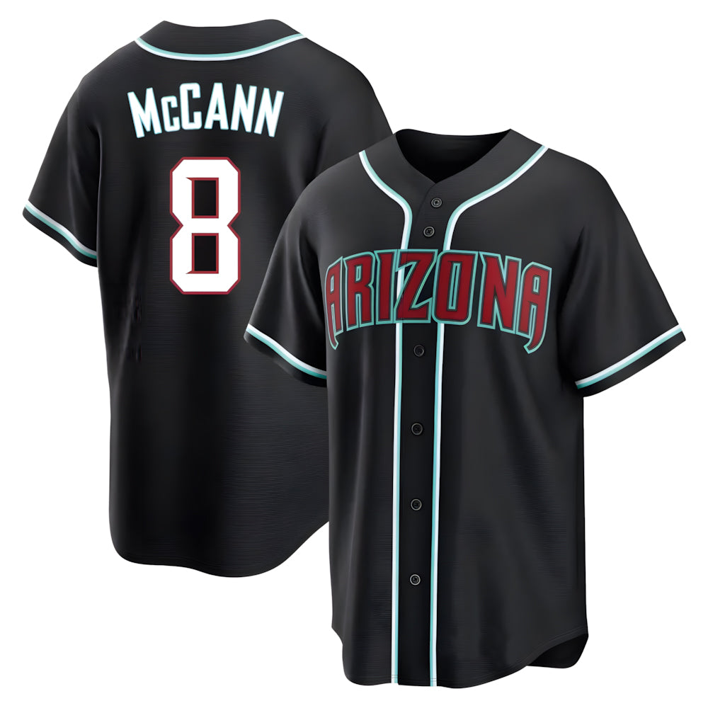 Qdoa A.Diamondbacks #8 James McCann Player Black Replica Fashion Out Stitched Jersey