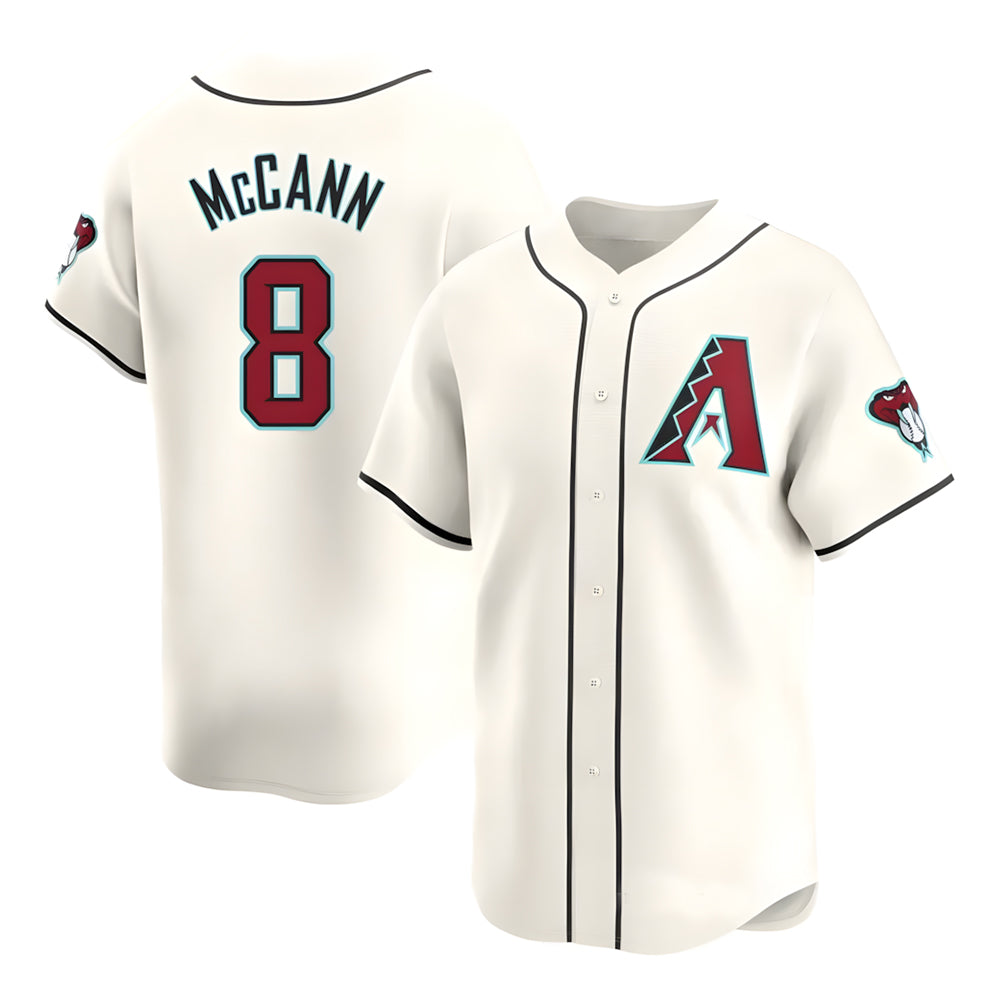 Qdoa A.Diamondbacks #8 James McCann Player White Red Limited Home Stitched Jersey