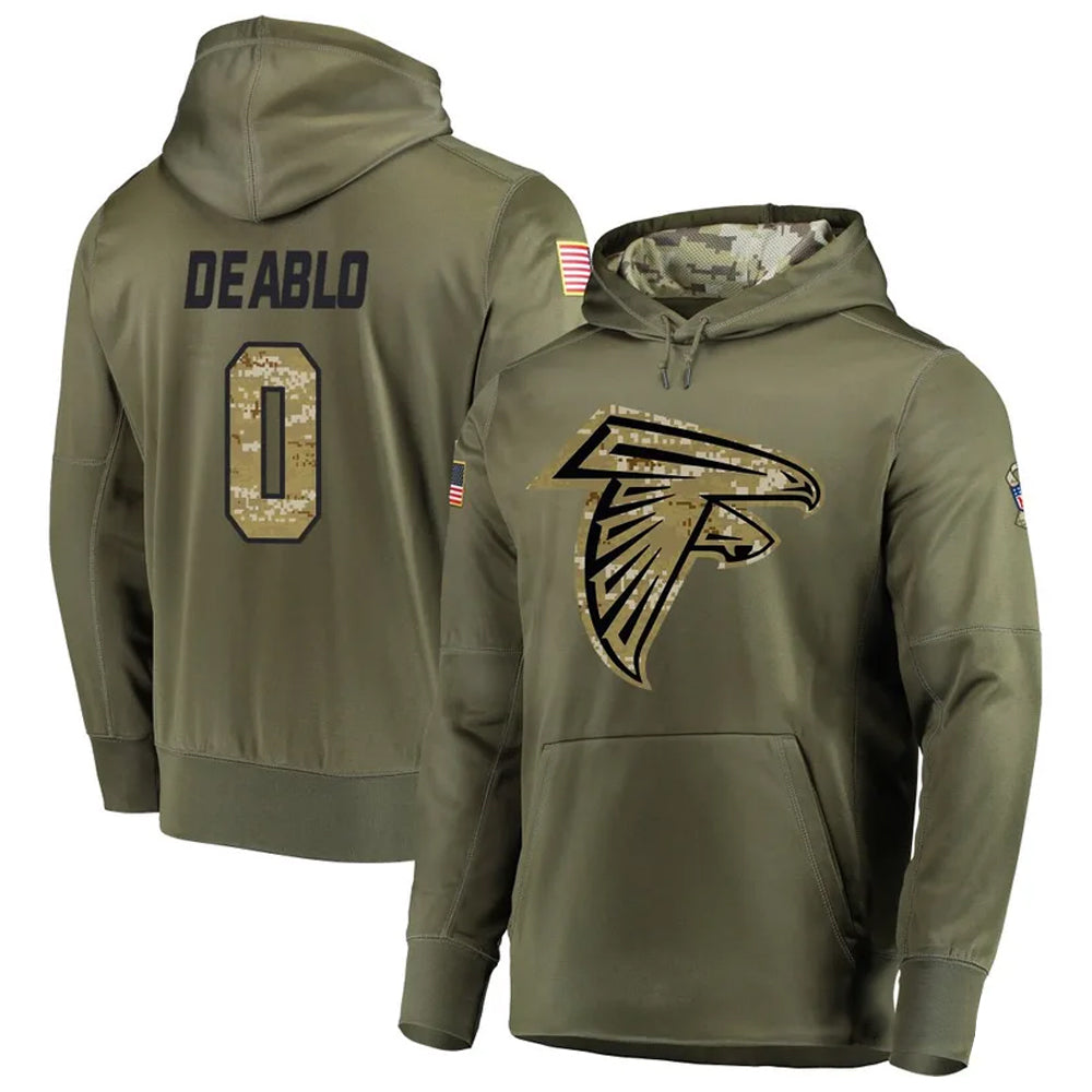 Qdoa A.Falcons #0 Divine Deablo Player Olive Salute to Service Hoodies Stitched Jerseys