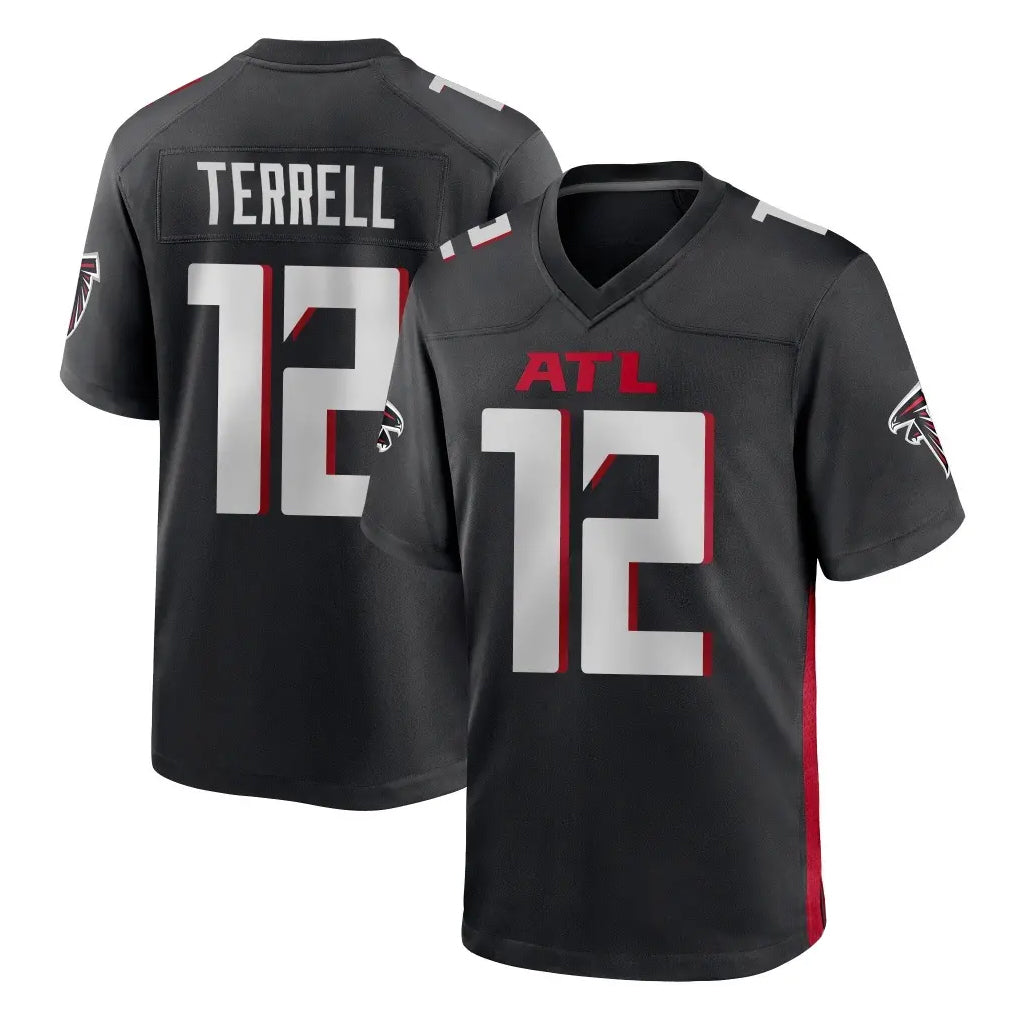 Qdoa A.Falcons #12 Avieon Terrell Player Black Home Game Stitched Jerseys