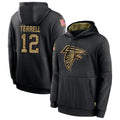 Qdoa A.Falcons #12 Avieon Terrell Player Black Salute to Service Limited Black Hoodie Stitched Jerseys