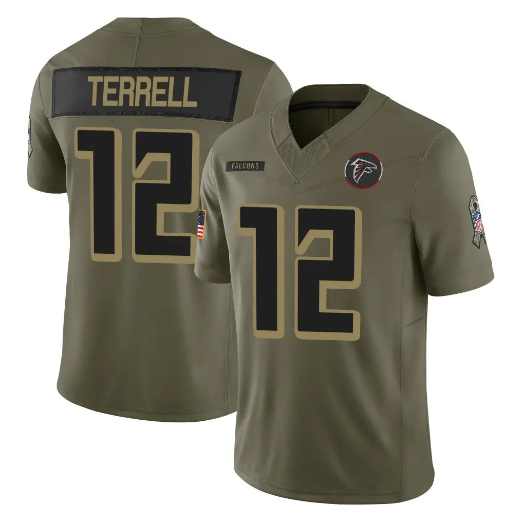 Qdoa A.Falcons #12 Avieon Terrell Player Olive Salute To Service Limited Home Game Stitched Jerseys