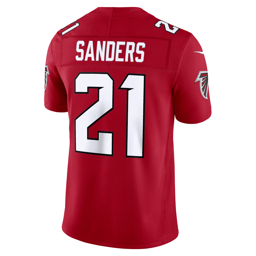 Qdoa A.Falcons #21 Deion Sanders Red Vapor F.U.S.E. Stitched Retired Limited Stitched Jerseys