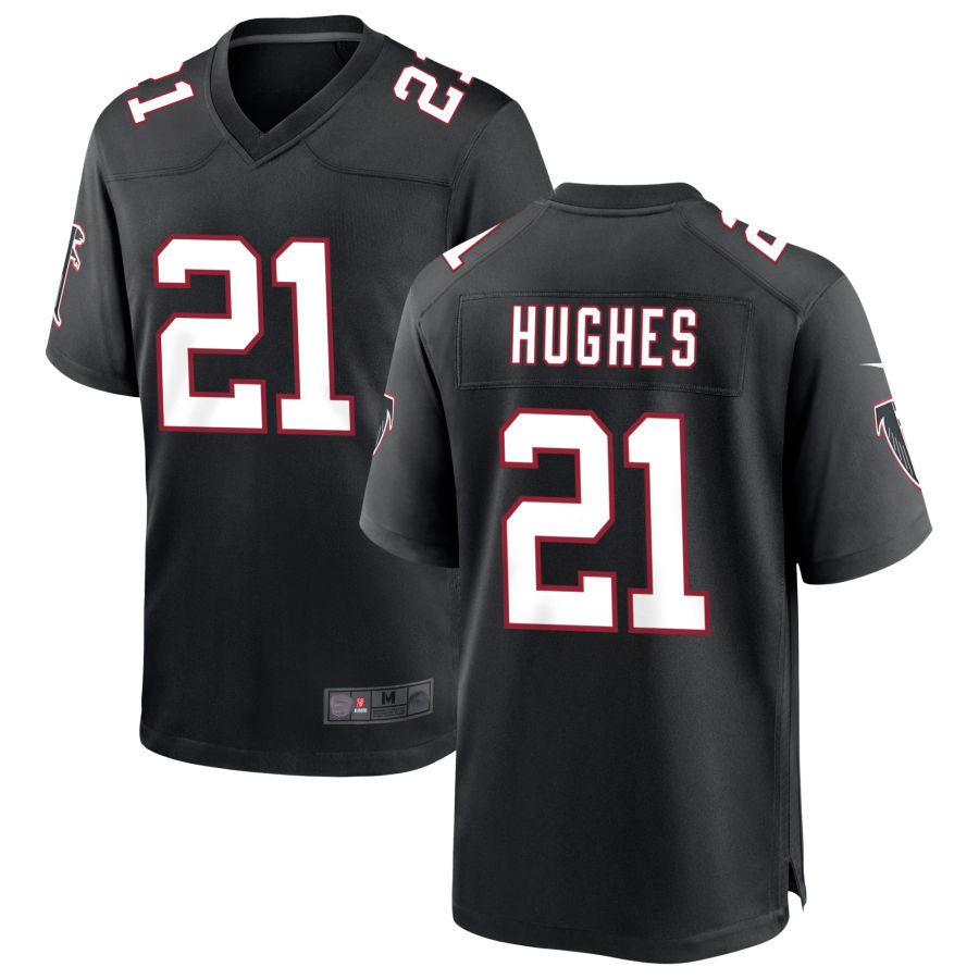 Qdoa A.Falcons #21 Mike Hughes Player Black Throwback Game Stitched Jerseys