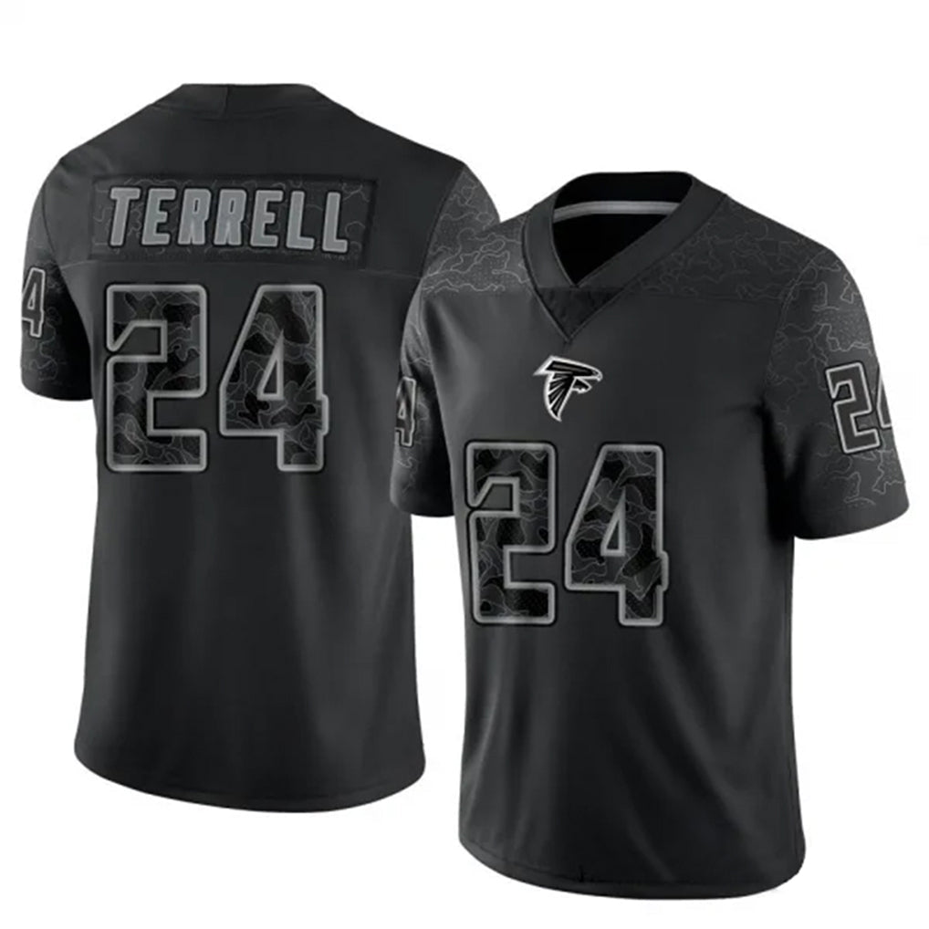 Qdoa A.Falcons #24 A.J. Terrell Jr. Player Black RFLCTV Limited Stitched Jerseys