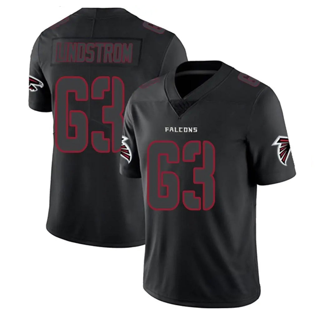 Qdoa A.Falcons #63 Chris Lindstrom Player Black Impact Limited Game Stitched Jerseys