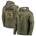 Qdoa A.Falcons #63 Chris Lindstrom Player Olive Salute to Service Club Fleece Hoodie Stitched Jerseys